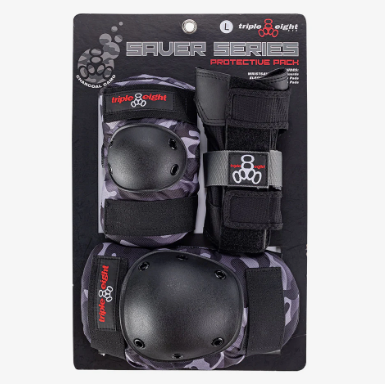 Triple 8 Saver Series 3 Pack Pads (Charcoal Camo)