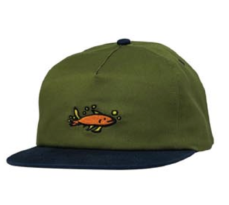 Krooked Mermaid Fish Snapback hat Olive