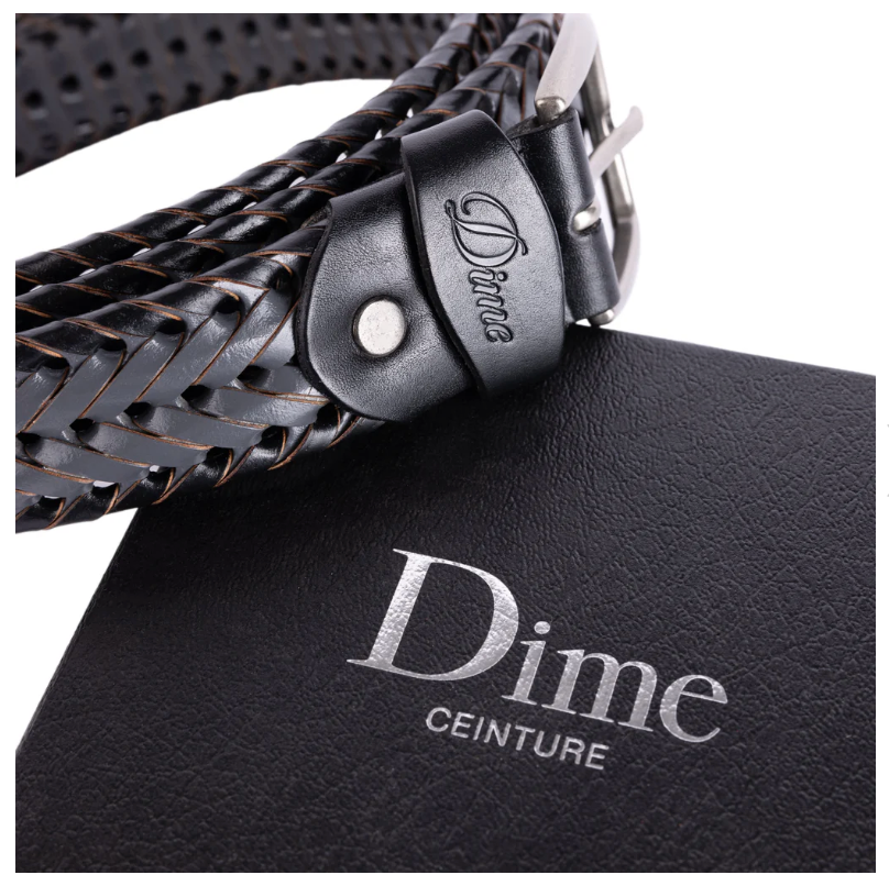 Dime Braided Leather Belt Black