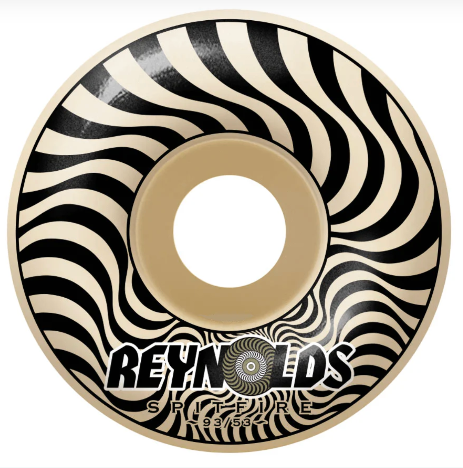 Spitfire F4 Reynolds Wheel black and white swirl on white background