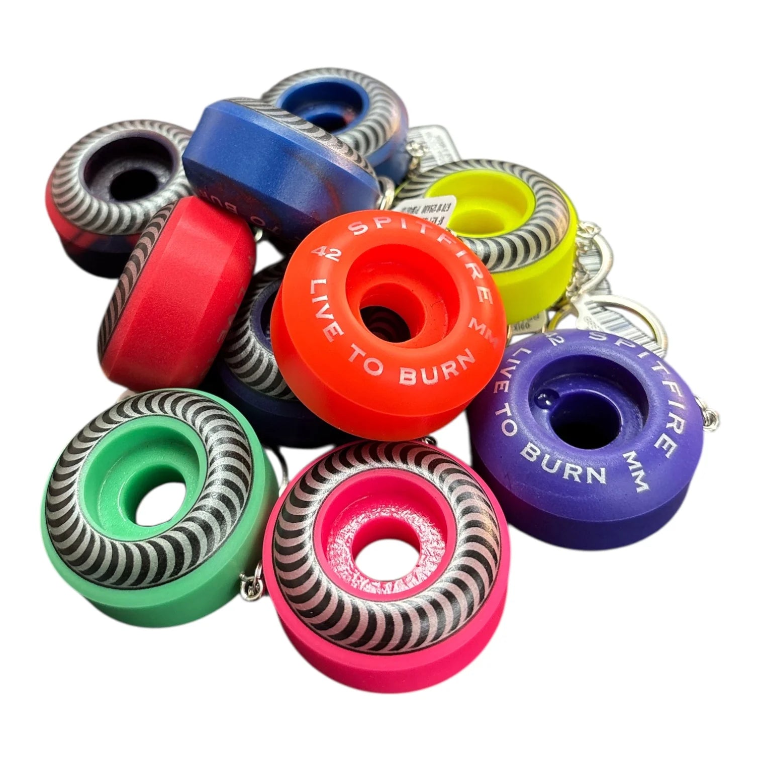 Spitfire skateboard wheel key chain in assorted colors