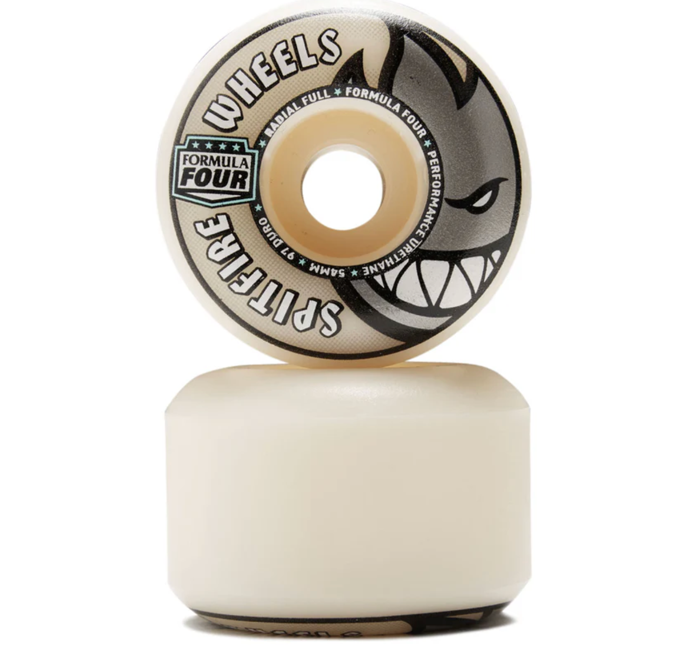 Skateboard wheel with 'Formula Four' and 'Sittin' Fire' branding on a white background