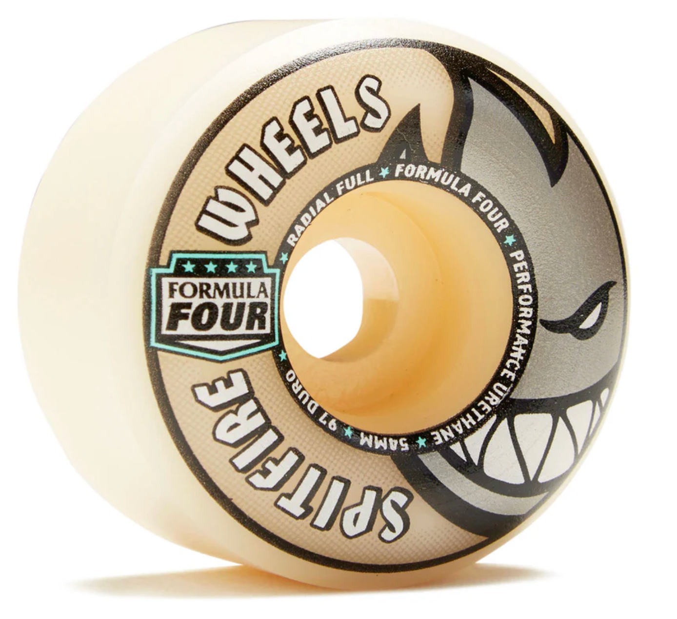 Skateboard wheel with 'Formula Four' and 'Splitfire' branding on a white background
