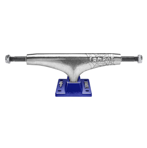 Silver truck with blue baseplate on white background