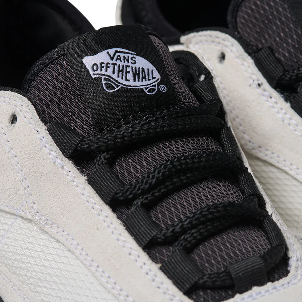 Vans Safe Low Atiba Bone White up close on black laces