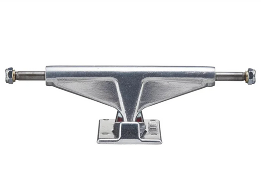 Metallic skateboard truck on a white background