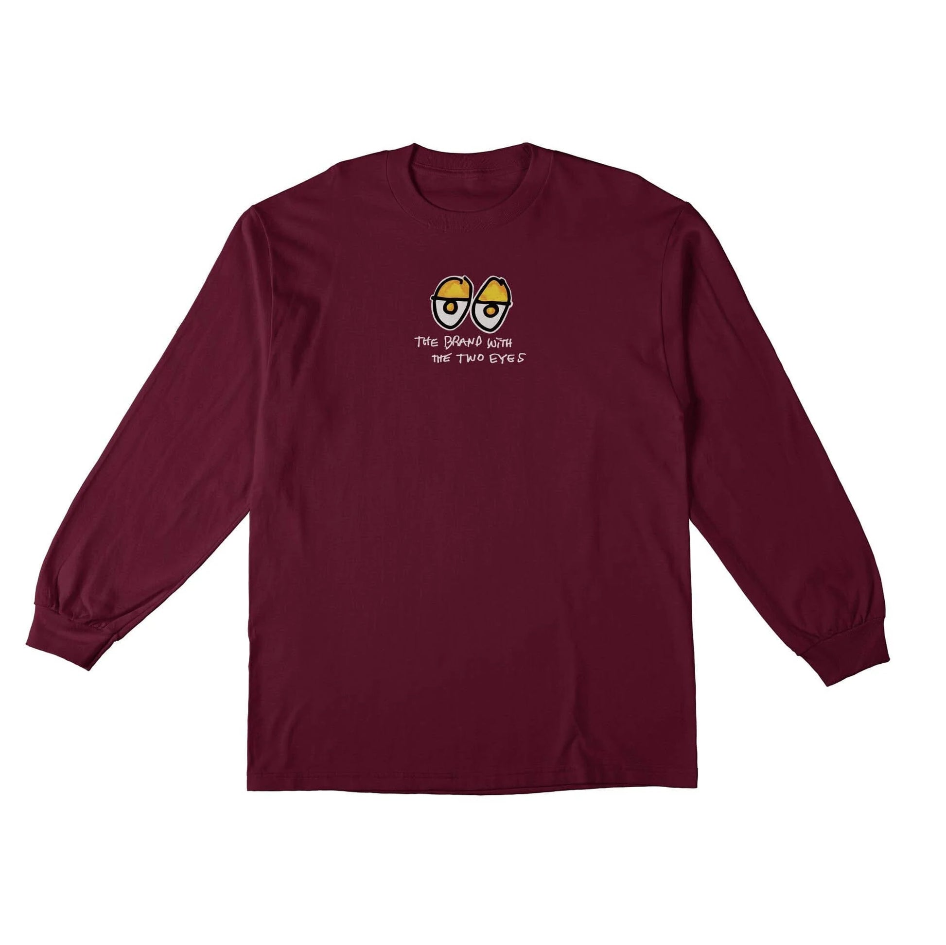 Krooked Two Eyes Fill Long Sleeve (Maroon) - Plus Skateboarding