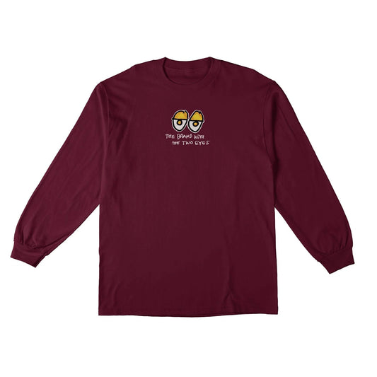 Krooked Two Eyes Fill Long Sleeve (Maroon) - Plus Skateboarding