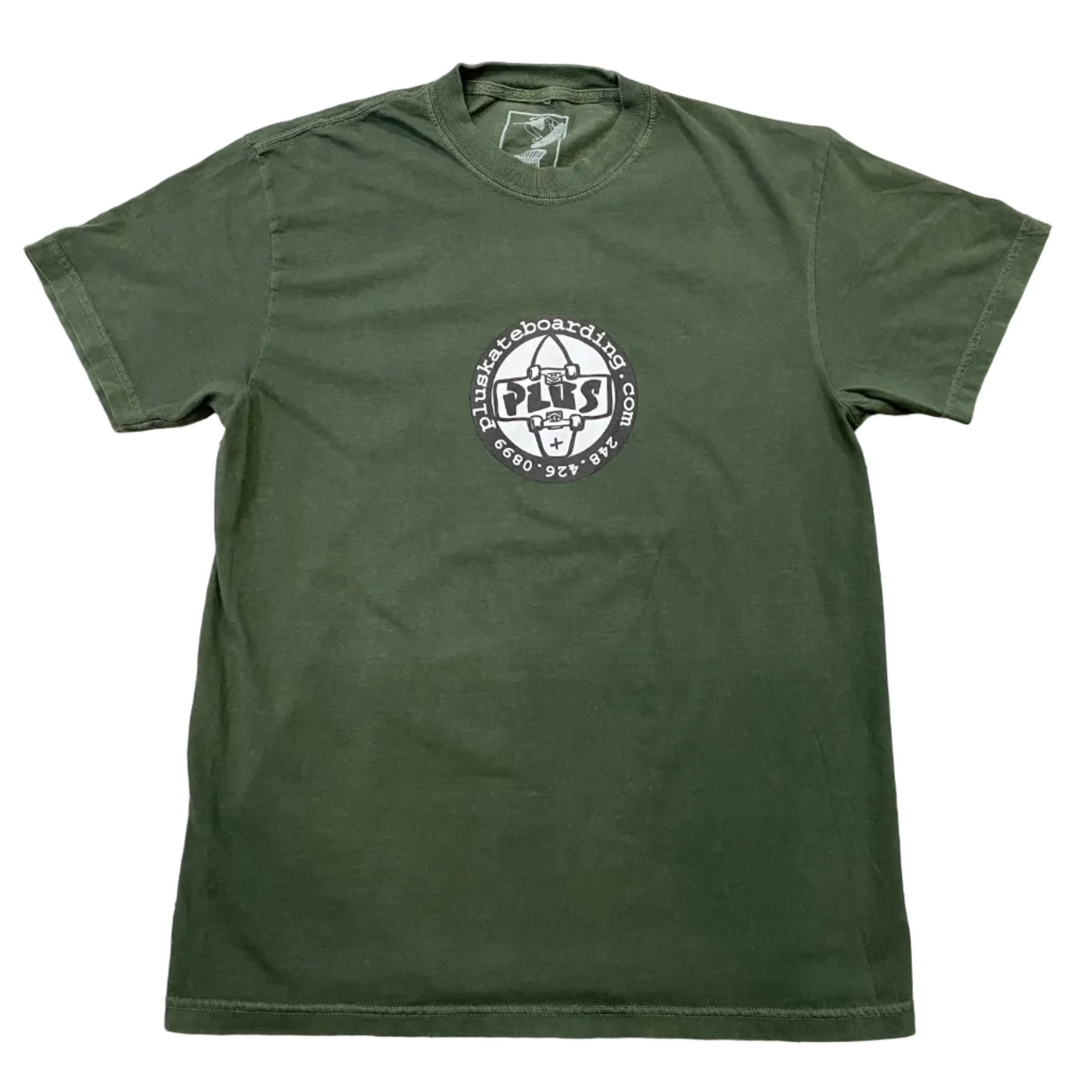 Green t-shirt with a logo on a white background